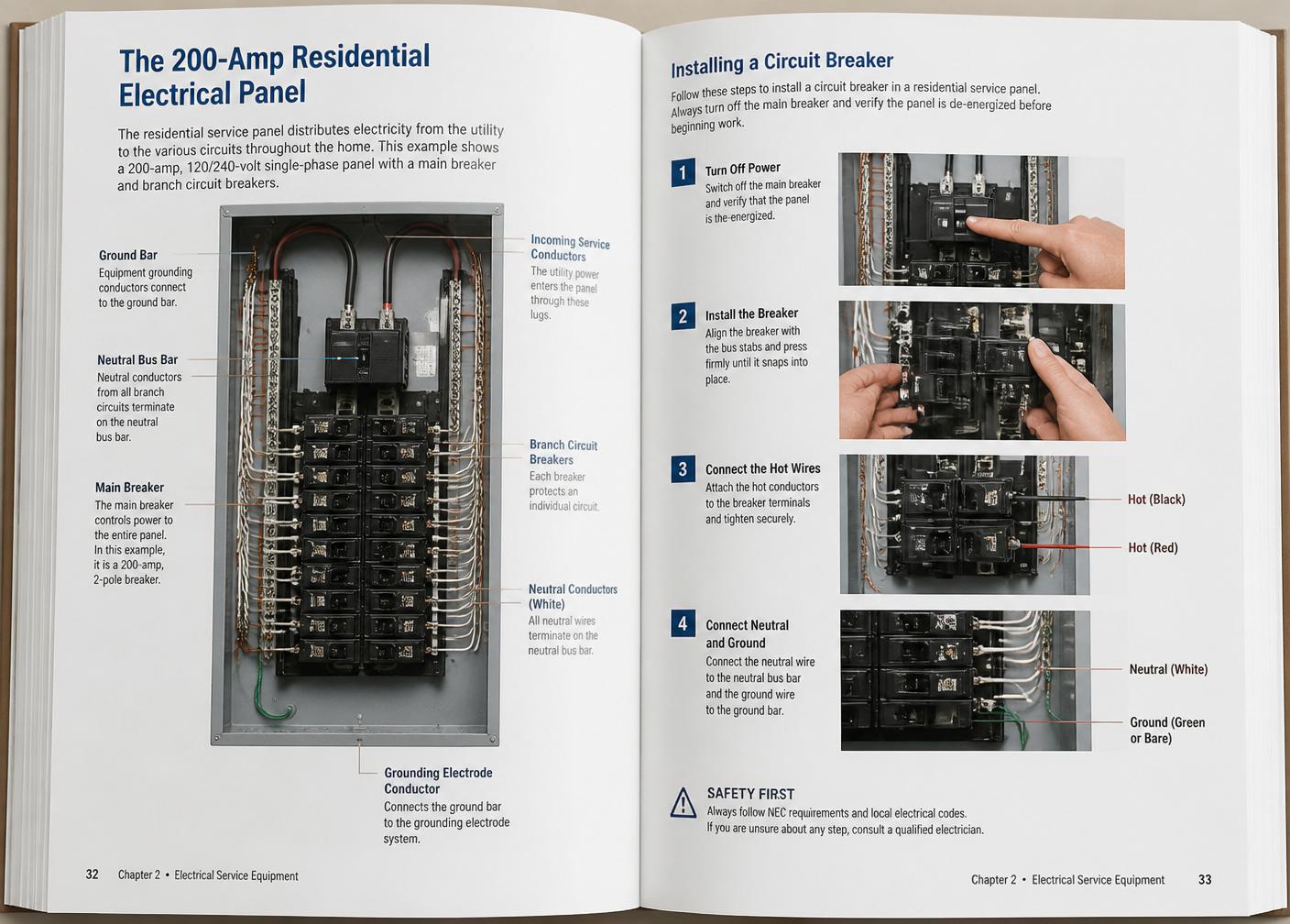 Residential breaker panel labeled