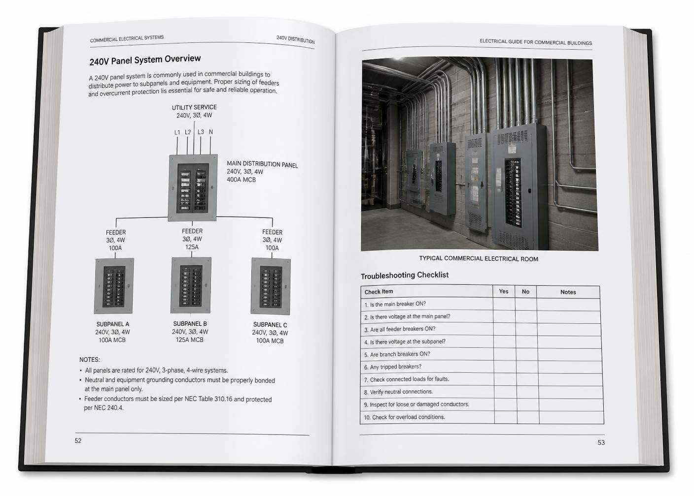 Commercial 240V panel diagram