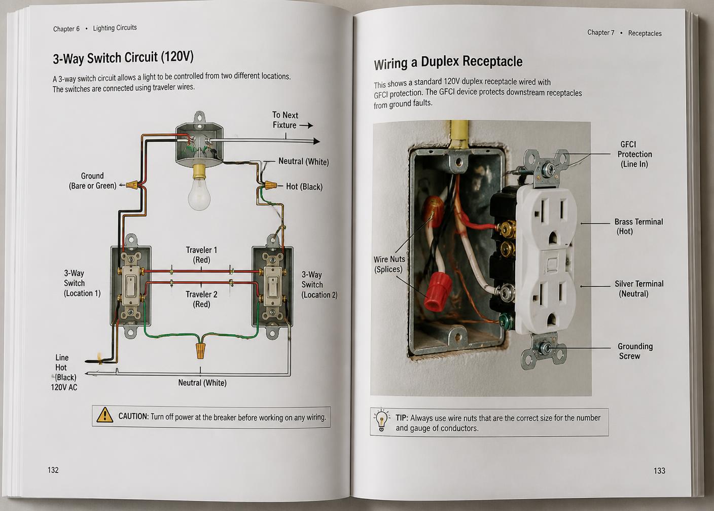 Wiring diagrams for switches and outlets